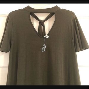 NWT Zenana Outfitters Army Green Sash Tie A-Line Dress (S)